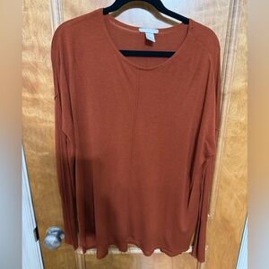 H&M Women's Long Sleeve Top in Warm Rust